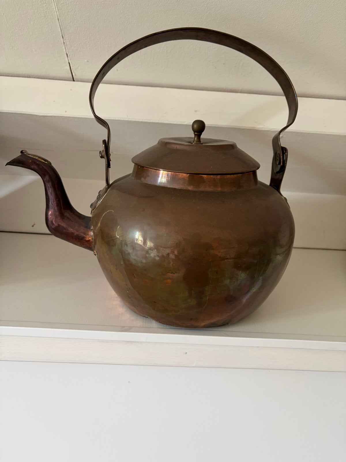 Antieke koperen theepot / waterketel - 30 cm hoog, Antiek en Kunst, Ophalen of Verzenden, Koper