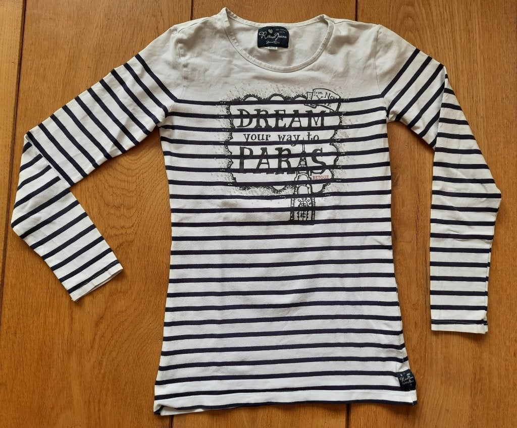 Retour Jeans - wit/blauw gestreepte longsleeve - maat 152, Gebruikt, Meisje, Ophalen of Verzenden, Retour Jeans