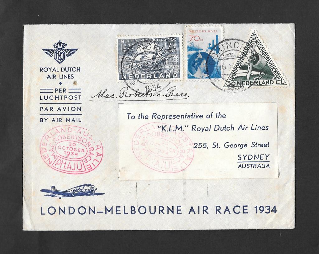 Luchtvaart envelop, betreffende London- Melbourne race 1934, Ophalen of Verzenden, Envelop