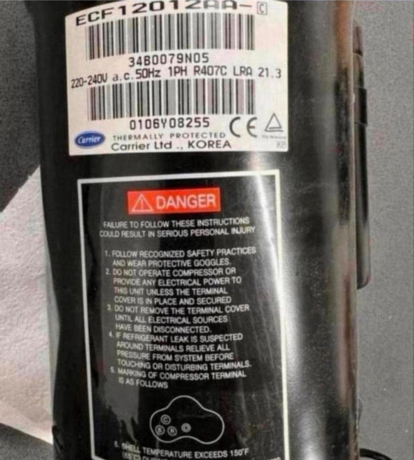CARRIER ECF12012AA 12.000 BTU AC/HP Roterende Compressor, Nieuw, Ophalen of Verzenden, H, H
