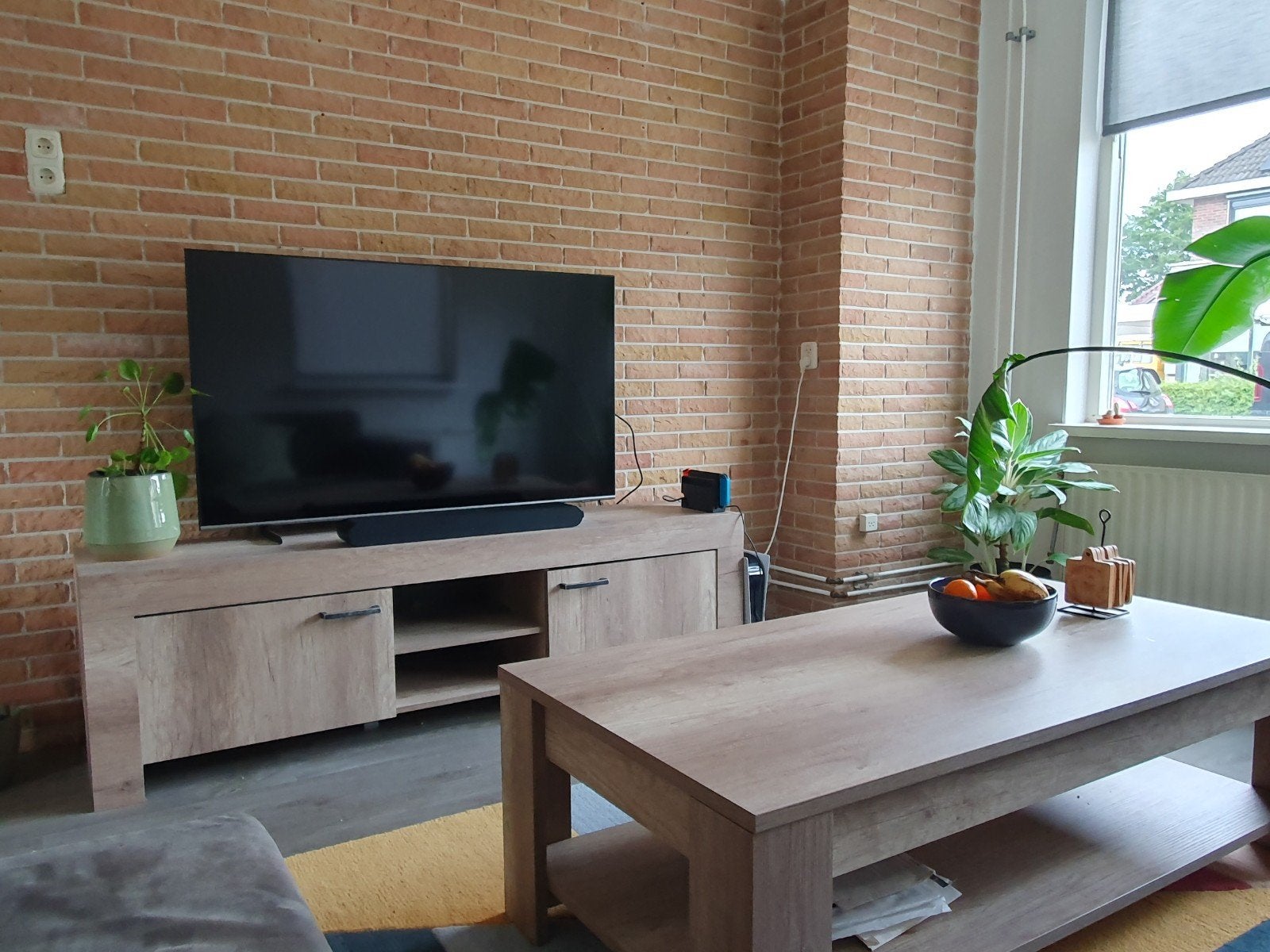 Leen Bakker Lidia Salontafel en TV-meubel Eikenkleur, Modern, Scandinavisch, 150 tot 200 cm, Ophalen of Verzenden, Zo goed als nieuw