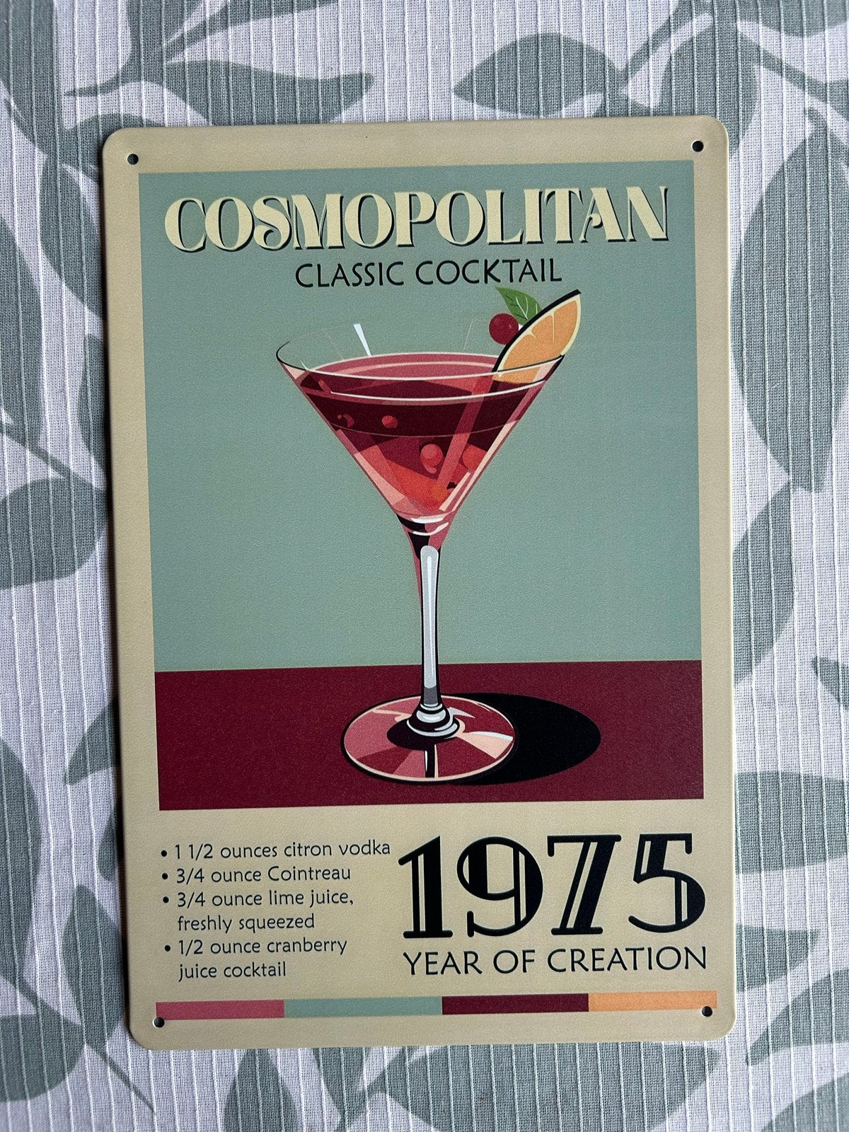 Cosmopolitan Cocktail Metalen Wandplaat 20x30 cm, Metaal, Nieuw, Ophalen of Verzenden, Reclamebord