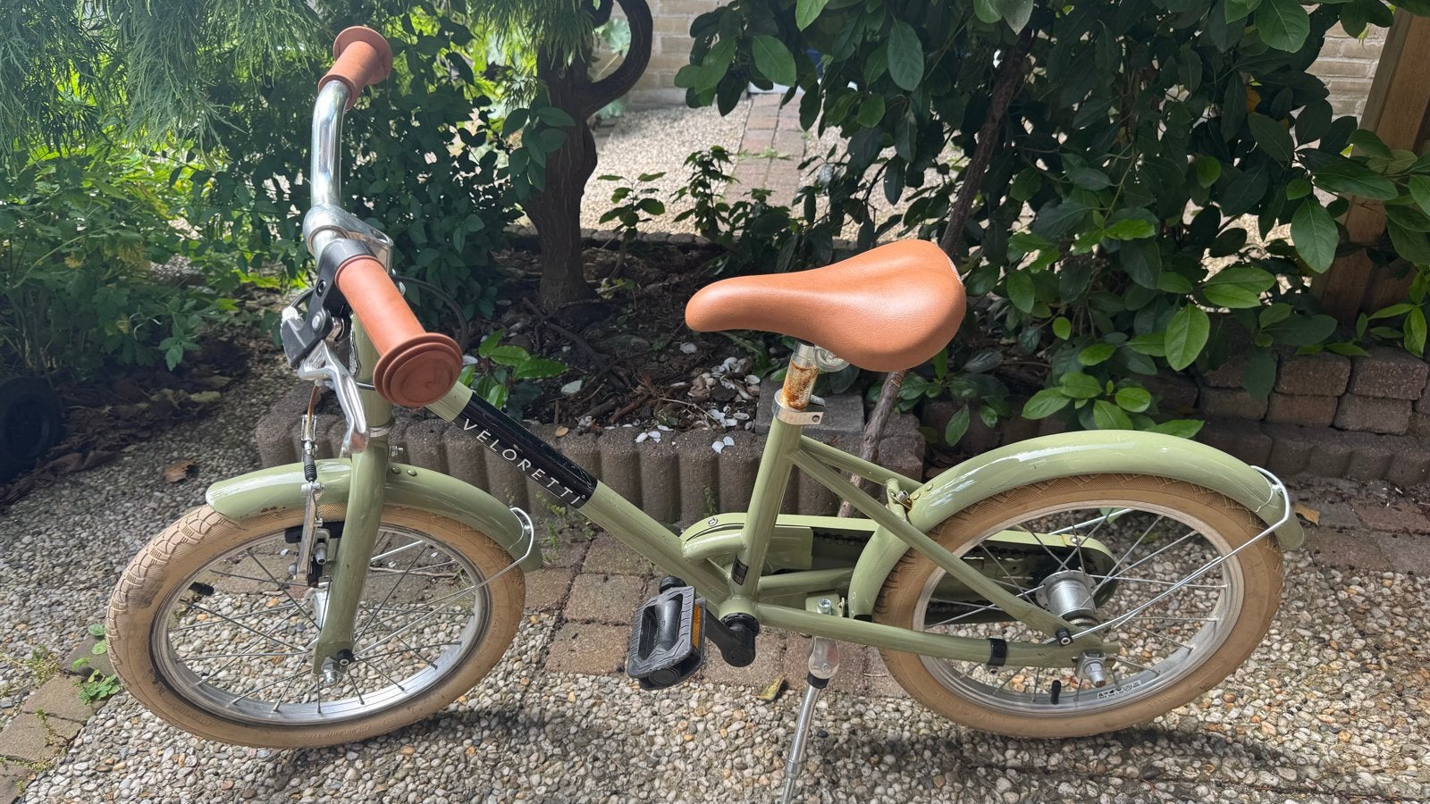 Veloretti maxi kinderfiets 16 inch dessert moss groen, Ophalen, Zo goed als nieuw, Terugtraprem, 16 tot 20 inch