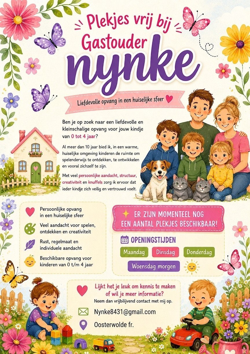 Gastouder/opvang/oppas/, Kinderen en Baby's, Overige Kinderen en Baby's, Ophalen, Nieuw