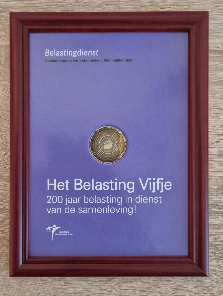 Zilveren Belasting Vijfje Belastingdienst 200 jaar zilver, Postzegels en Munten, Munten | Nederland, Koningin Beatrix, Zilver