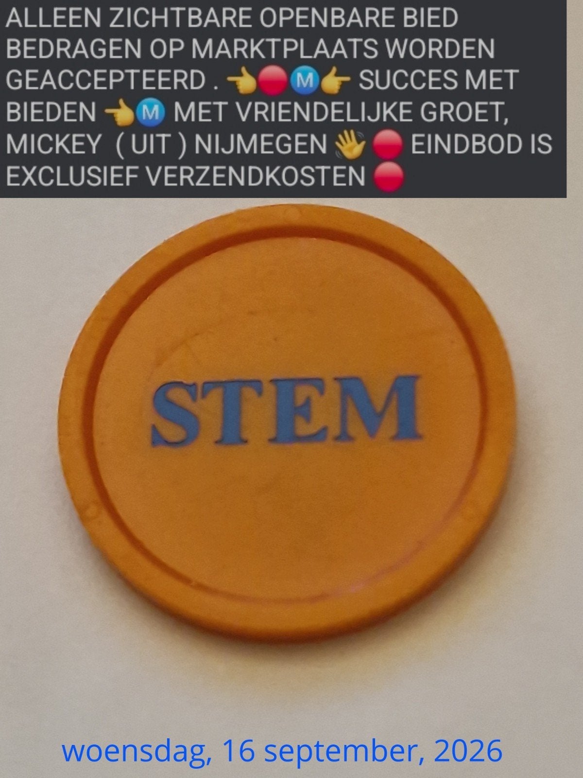 stem / vvd : plastic muntje, Verzenden