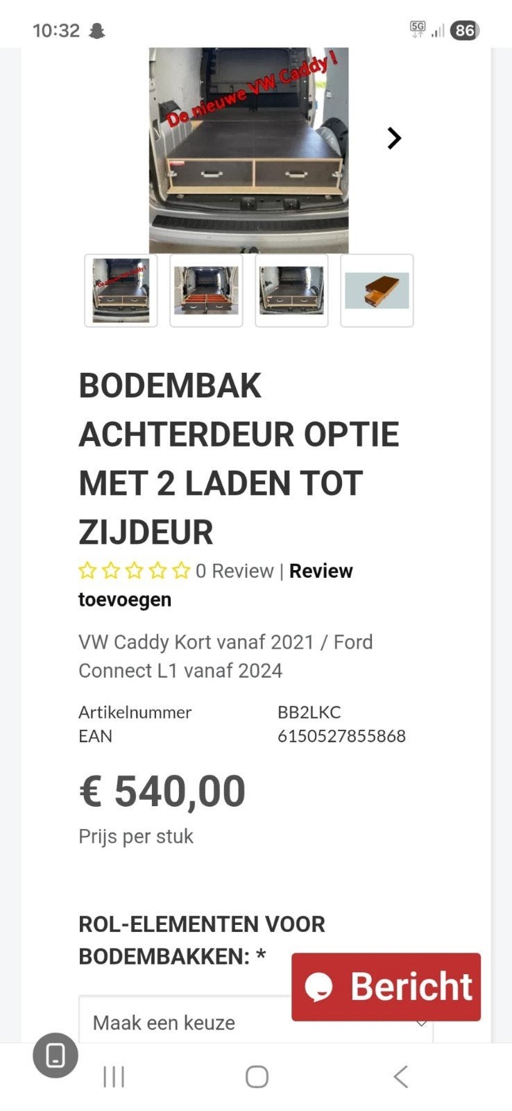 Bodembak met lades voor Volkswagen Caddy, Ophalen, Gebruikt, Volkswagen