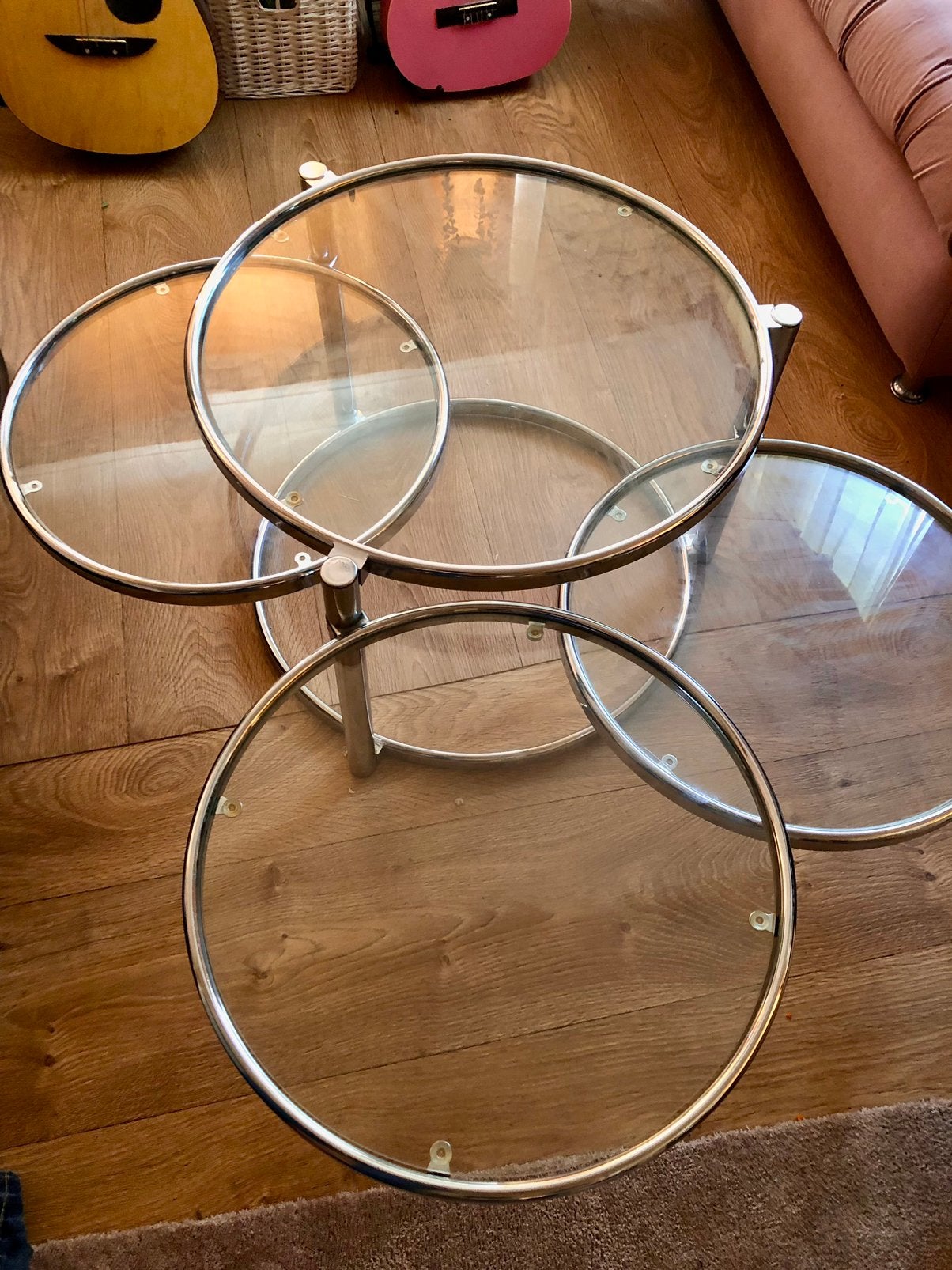 Uniek! TRIPPLE Swivel (4x) Glas Chroom BAUHAUS LEITMOTIV, Ophalen, Milo Baughman Bauhaus Leitmotiv Space Age Mid Century Retro