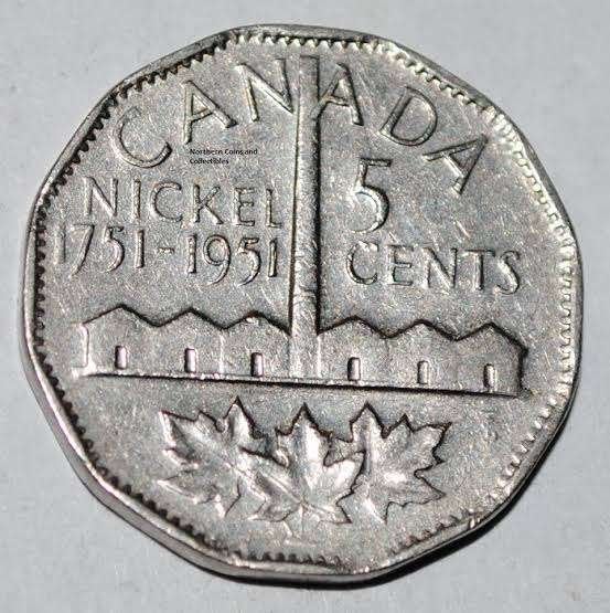 Canada - 5 cent 1951 - 200 year nickel - circulated!, Postzegels en Munten, Munten | Amerika, Verzenden, Noord-Amerika, Losse munt
