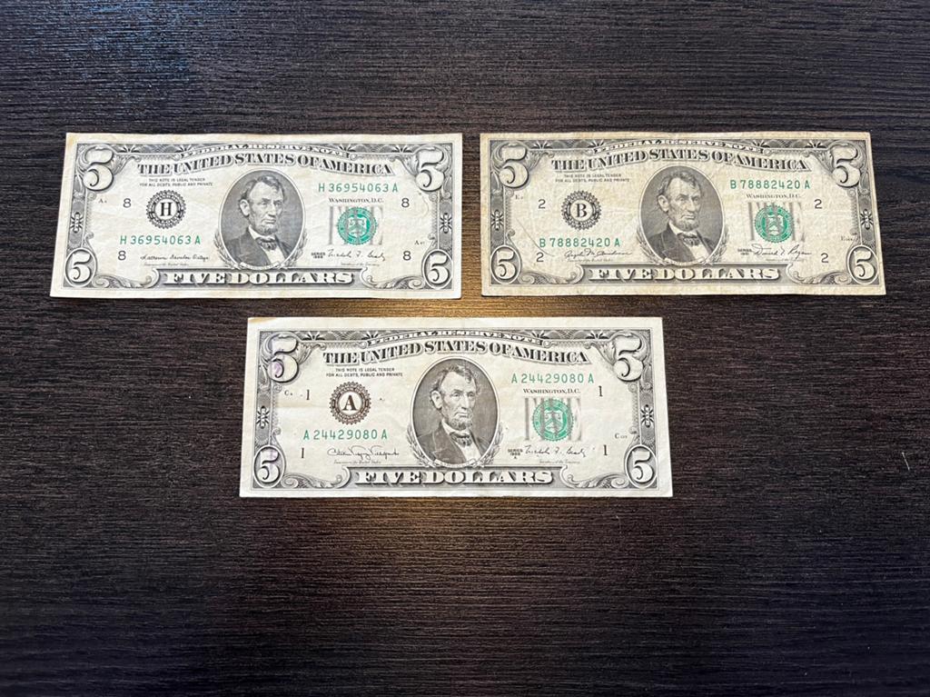 3 x 5 Amerikaanse Dollar biljet, Ophalen of Verzenden, Noord-Amerika