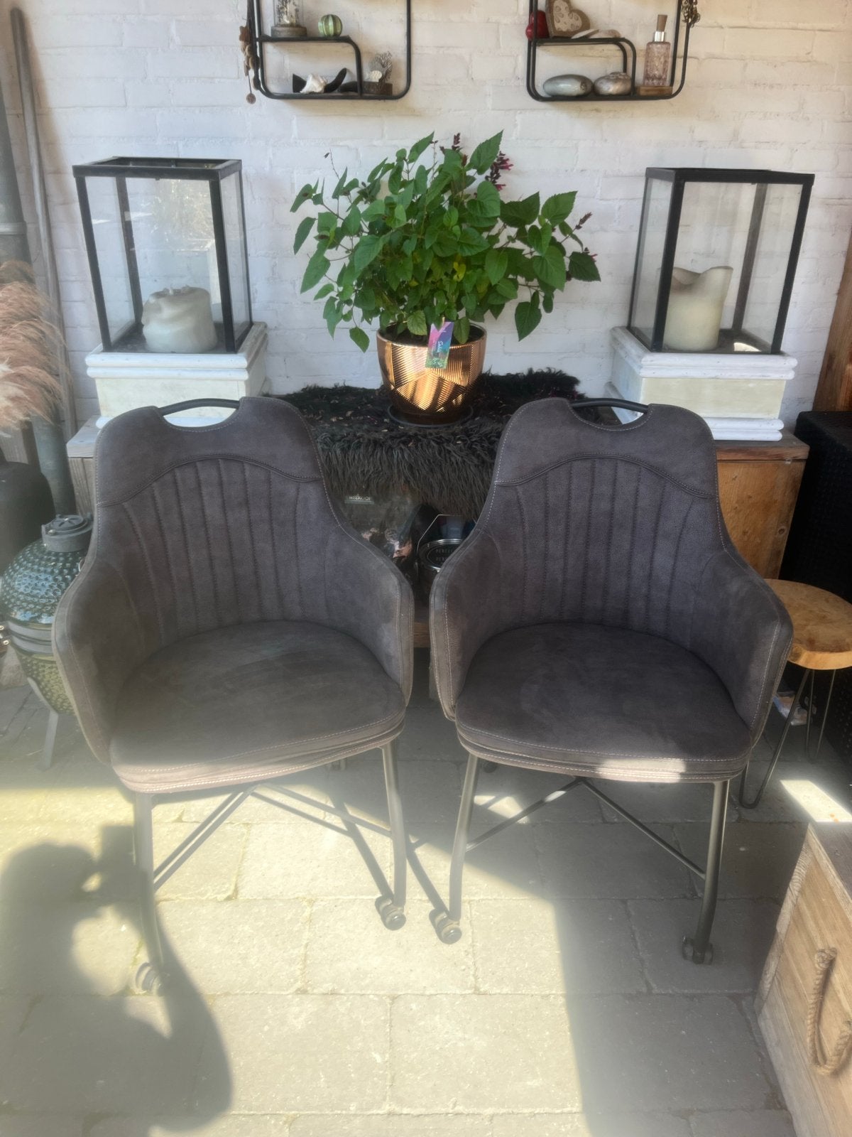 Set van 2 MX Sofa "Metric" eetkamerstoelen met armleuningen, Ophalen, Gebruikt, Twee, Stof