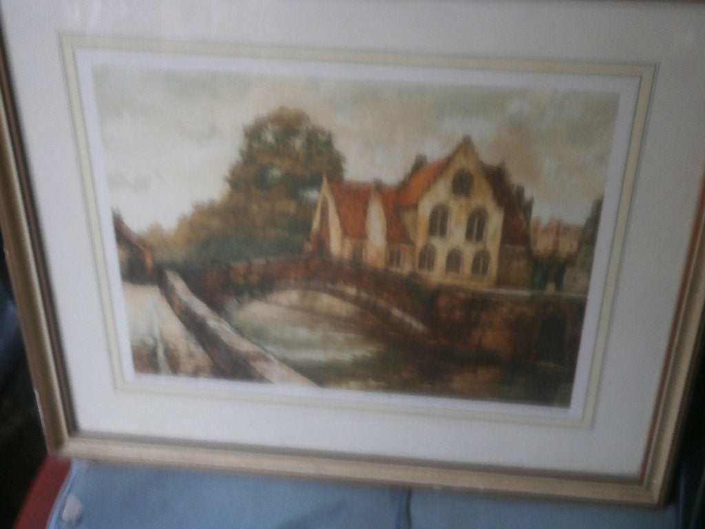 BRUGGE, (belg), Derrierre gruuthuis lijst  met gebr glas, Antiek en Kunst, Kunst | Etsen en Gravures, Ophalen, Ets