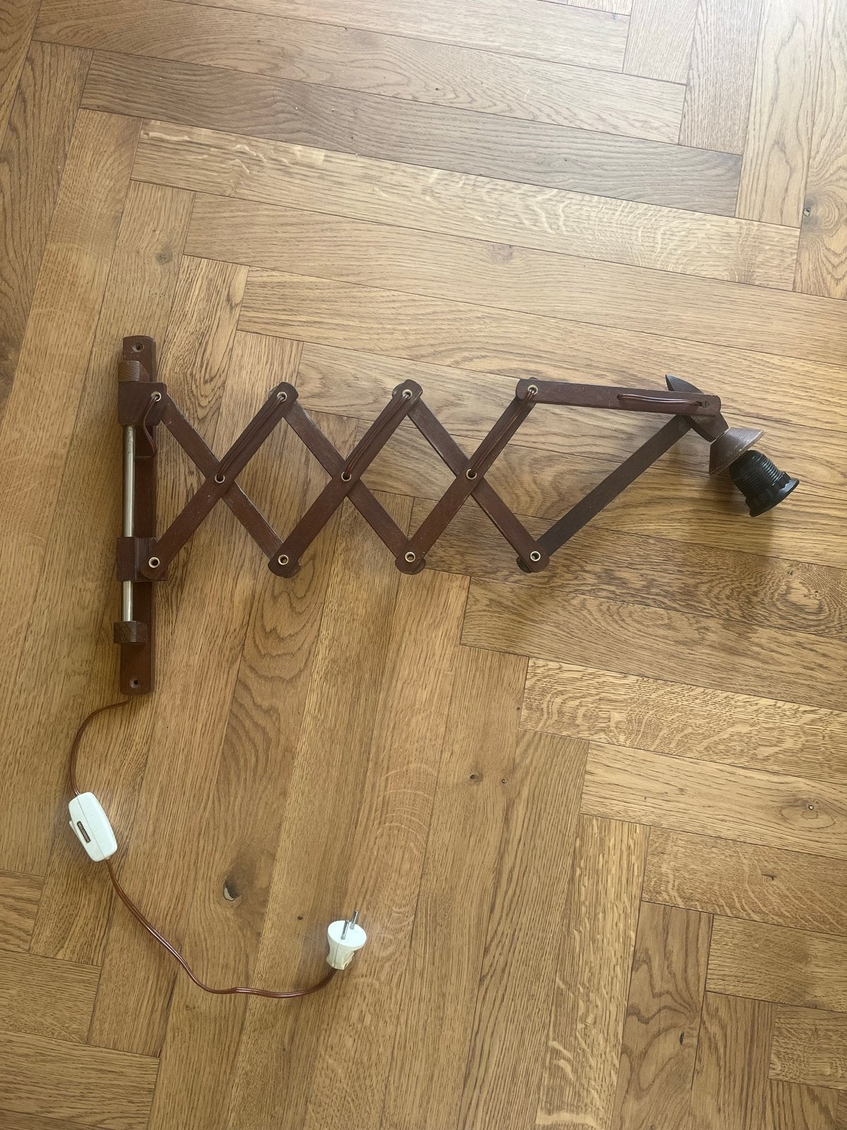 Vintage houten schaarlamp / harmonica lamp, Ophalen
