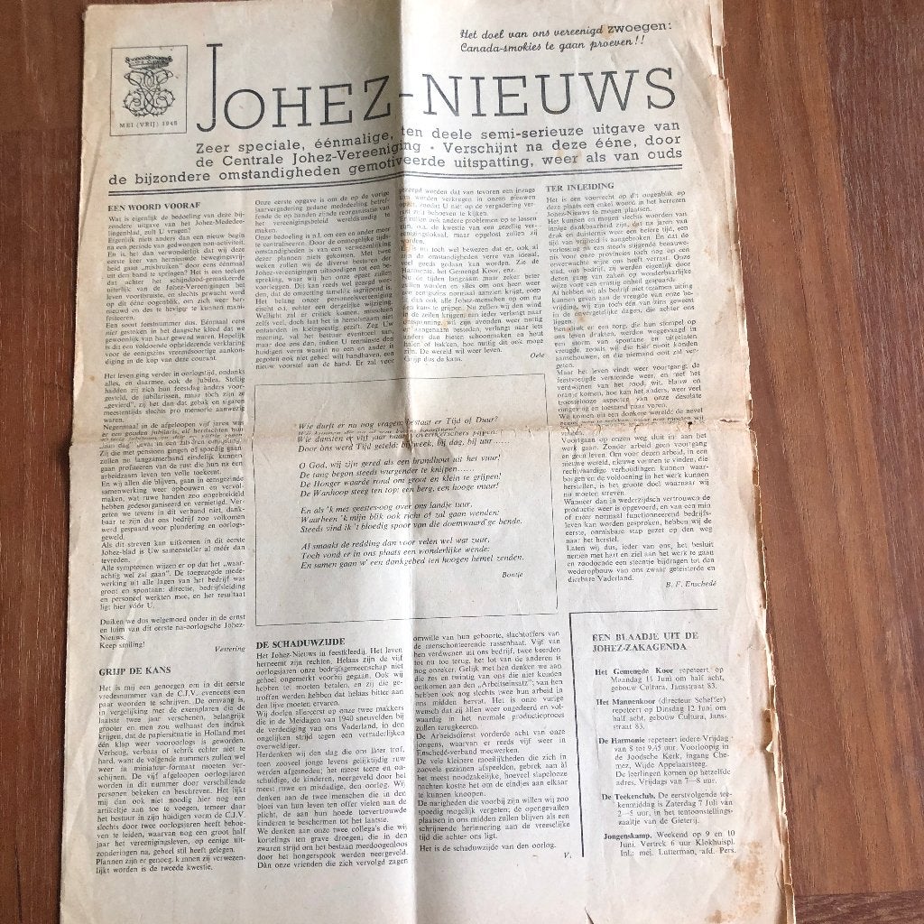 1945 Haarlem. Bevrijdingsnummer van JOHEZ-NIEUWS, de krant, Verzenden, Overige soorten, Nederland, Boek of Tijdschrift