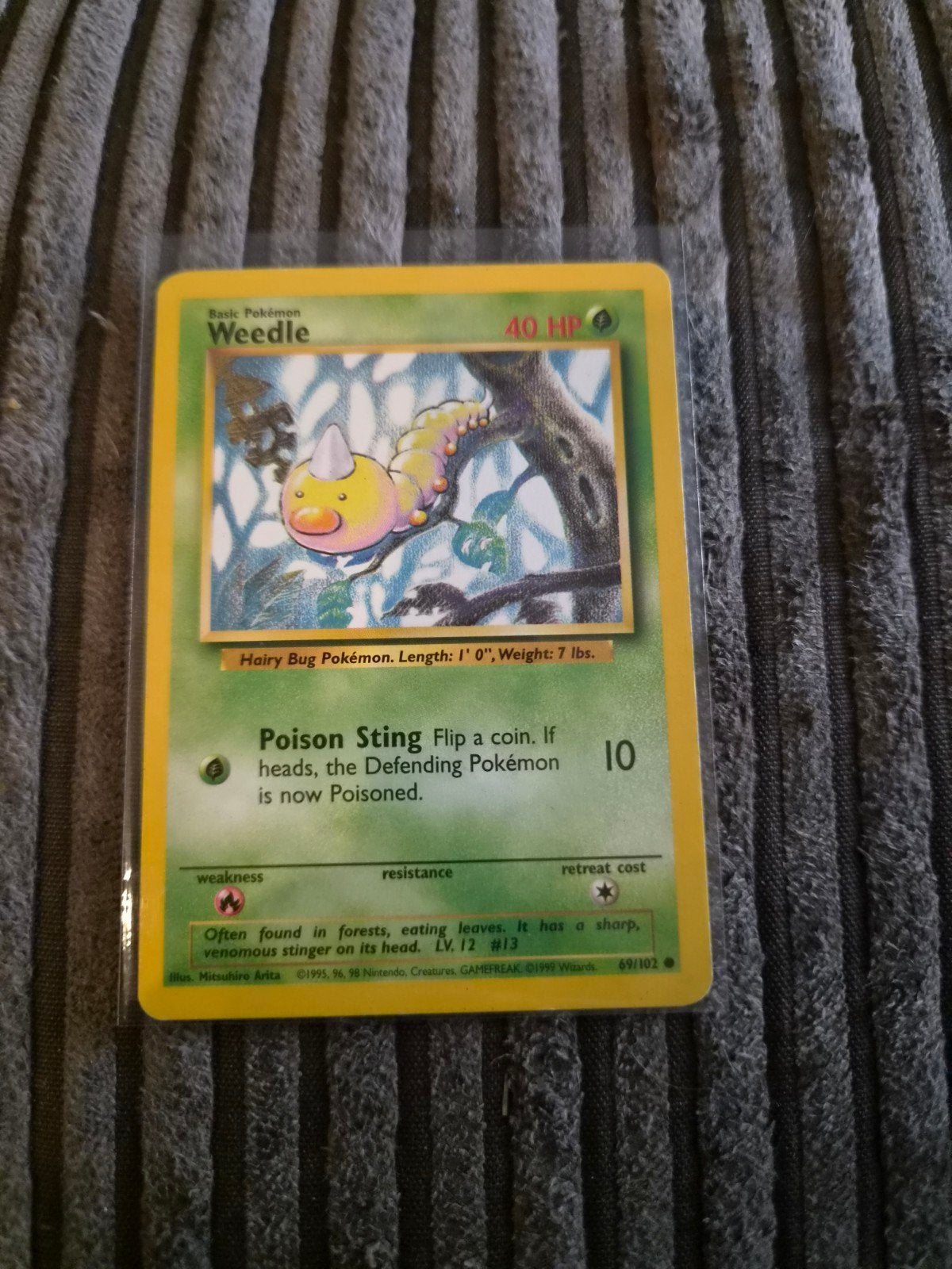 Weedle Pokémon kaart uit 1999 - Basis set, Ophalen of Verzenden, Zo goed als nieuw, Losse kaart
