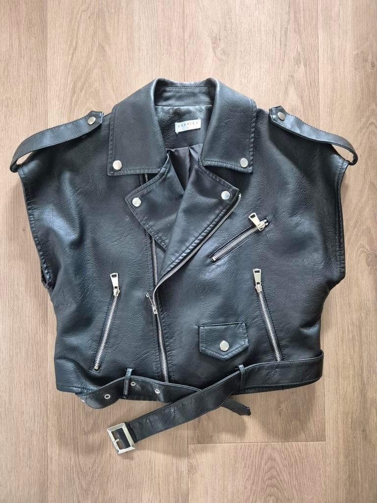 Loavies zwart nep leren gilet, jasje, maat S, Zwart, Ophalen of Verzenden, Maat 36 (S), Loavies