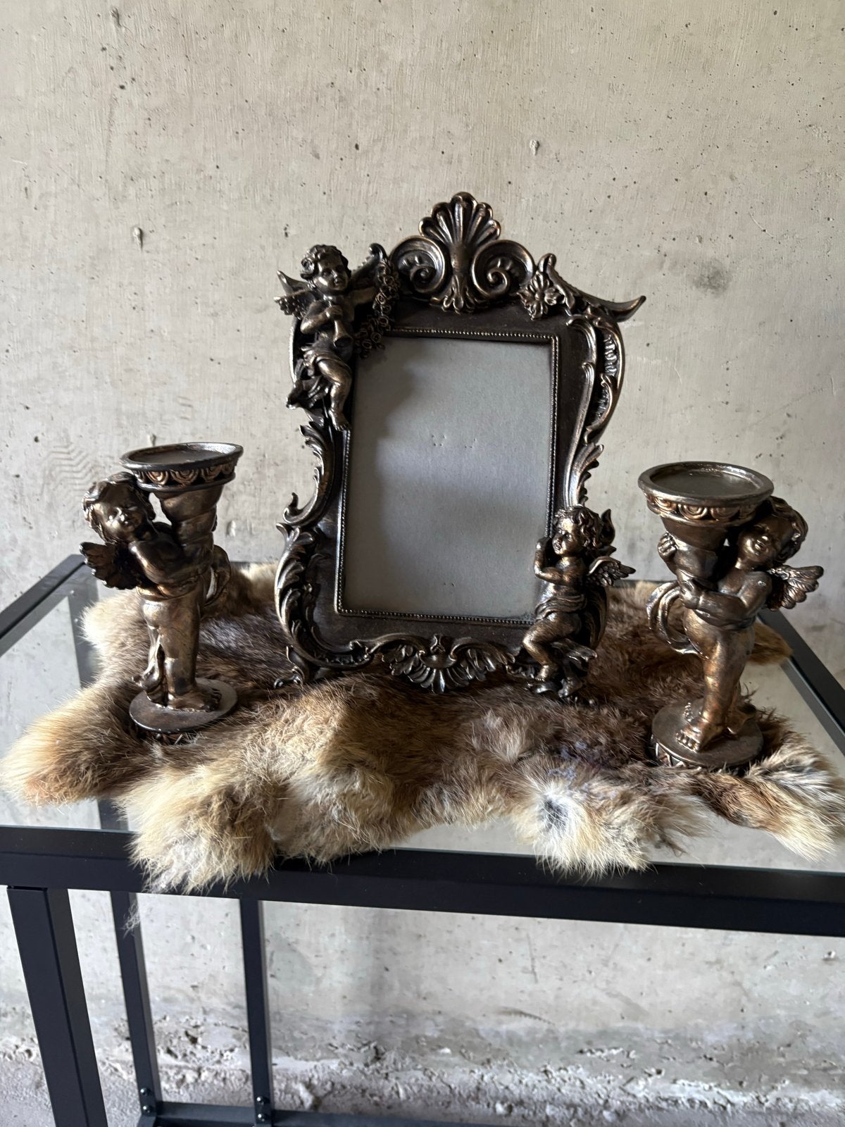 Baroque fotolijstje met bijpassende engeltjes, Ophalen, Overige materialen, Gebruikt, Met sierrand