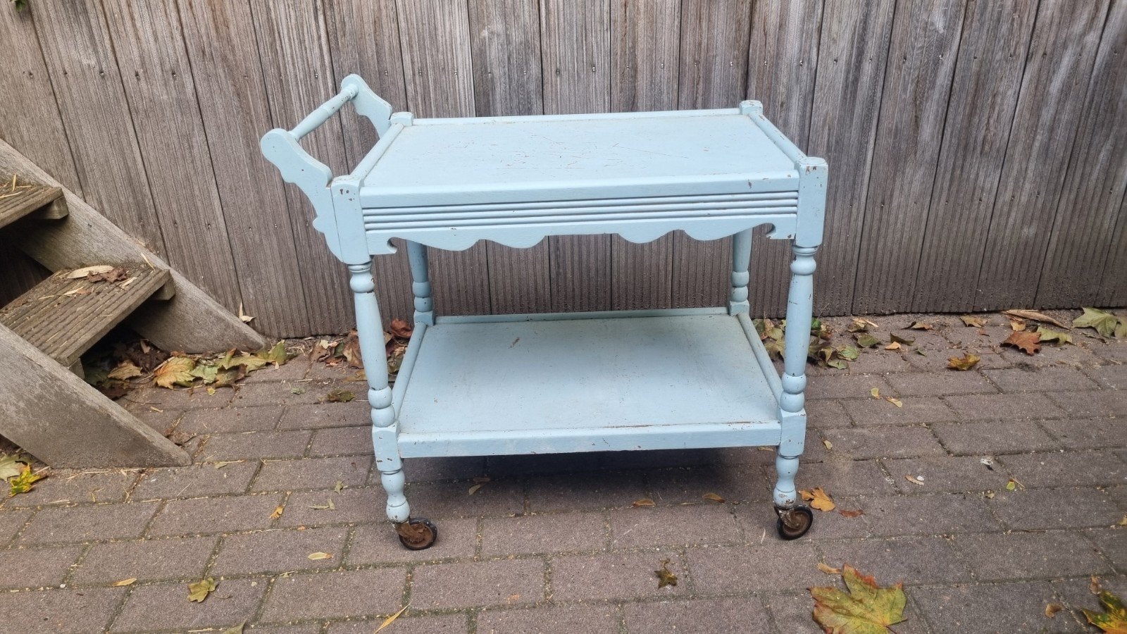 Vintage serveerwagen/theewagen - lichtblauw, Antiek en Kunst, Ophalen