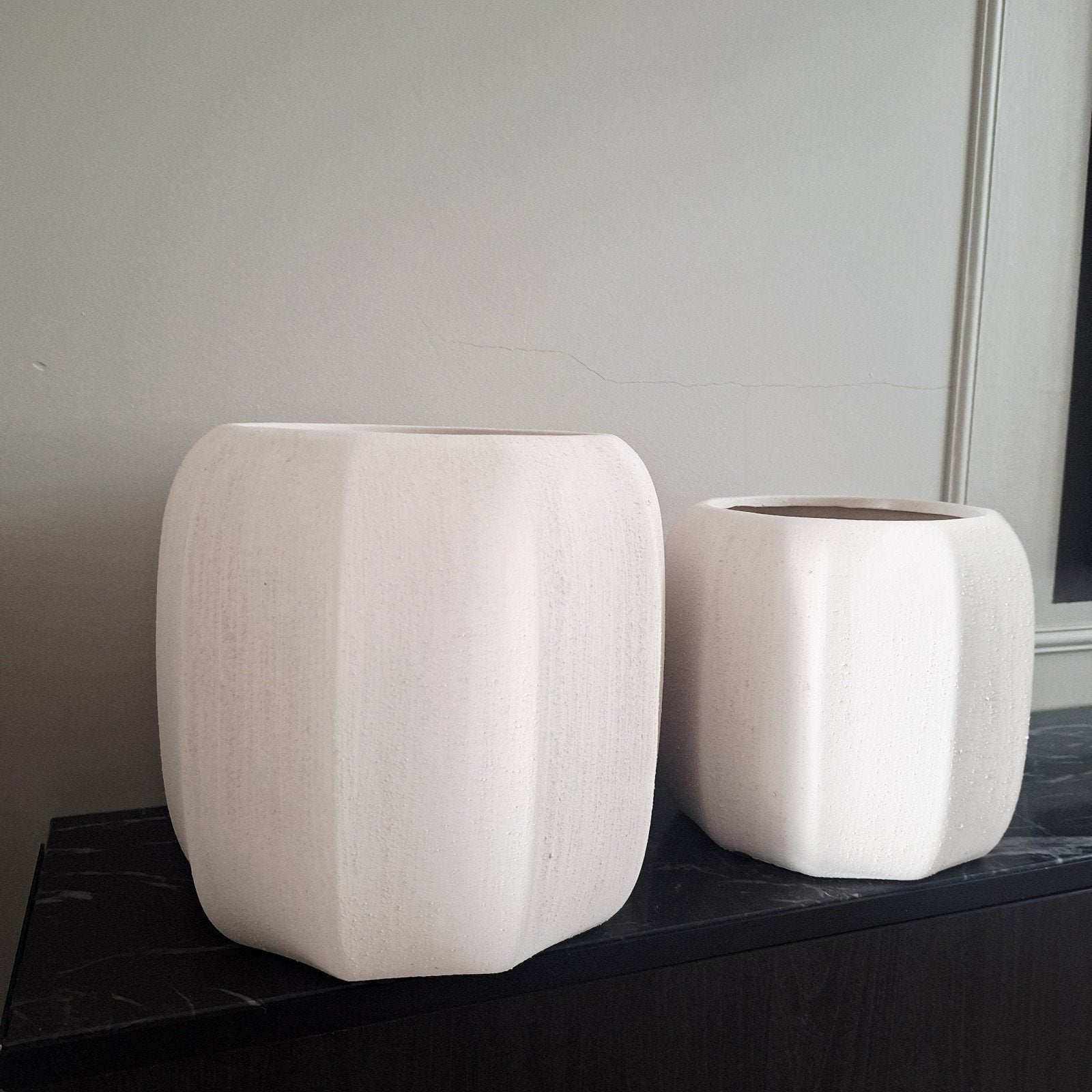 Luxe set ruwe set potten creme licht beige, Huis en Inrichting, Nieuw, Ophalen of Verzenden, X, Steen/keramiek