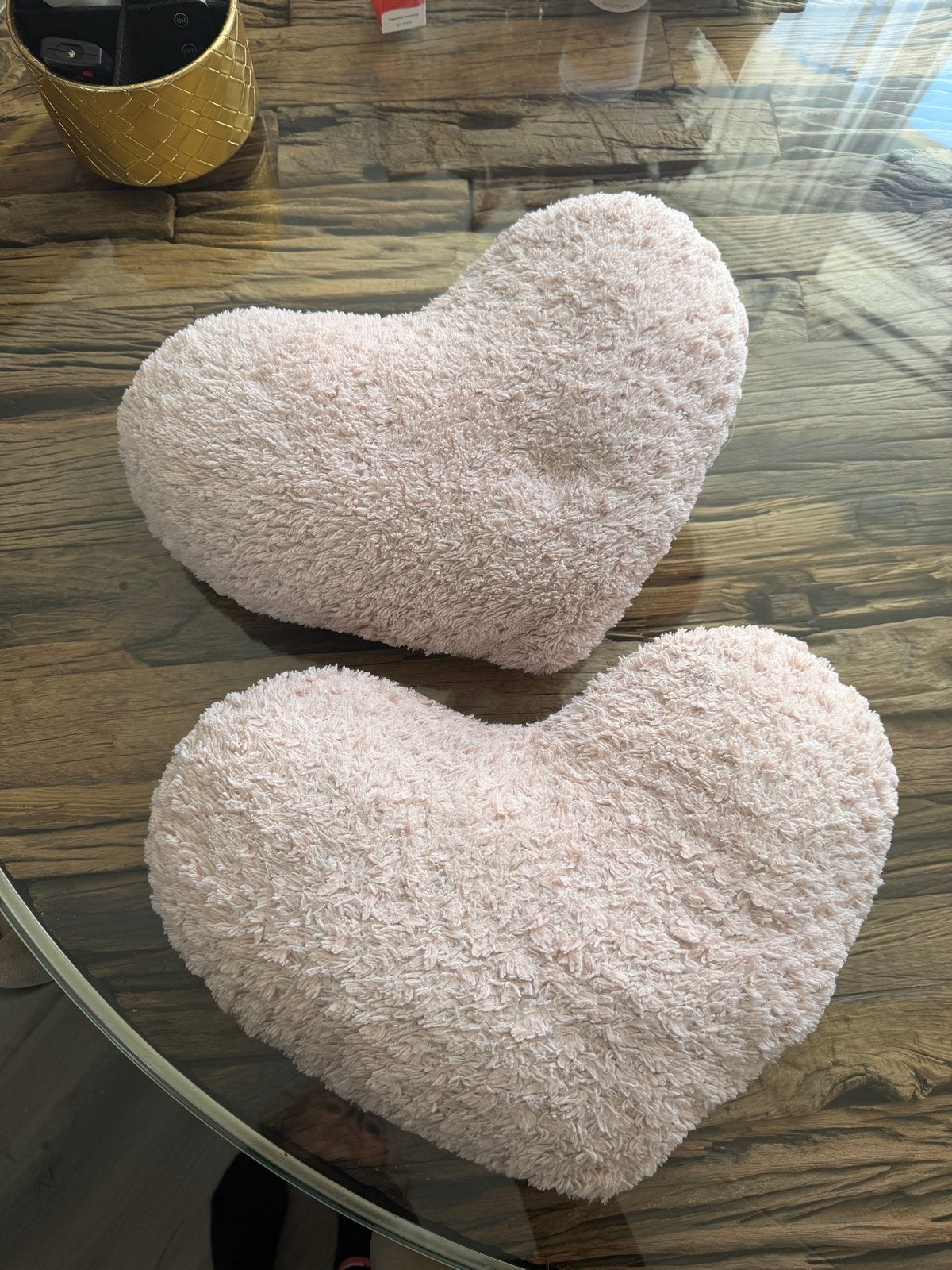 Set van 2 Roze Hartvormige Sierkussens, Overige merken, Ophalen of Verzenden, Zo goed als nieuw, Sierkussen