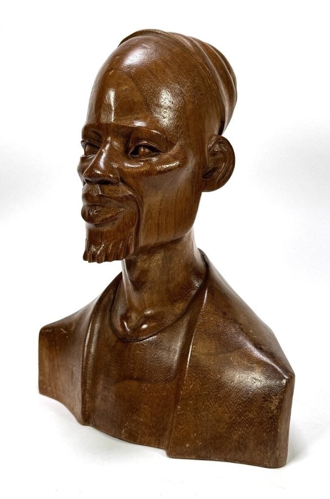 889. Houten beeld - buste man, Afrika, 20e eeuw, Buste, Ophalen of Verzenden, Hout, Afrika