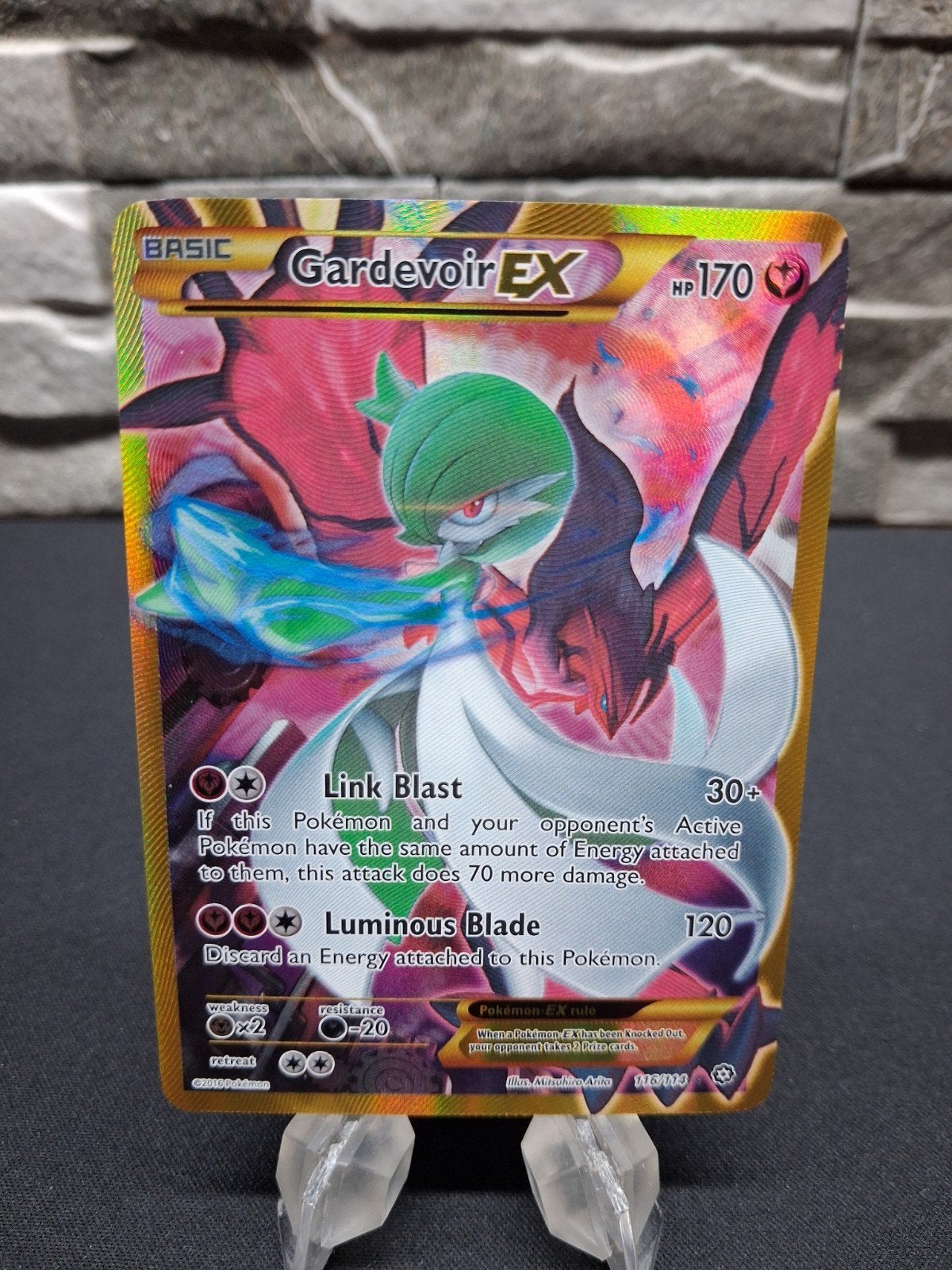 Secret rare Gold Gardevoir EX Full Art XY Stiem Siege, Ophalen of Verzenden, Zo goed als nieuw, Losse kaart, Foil