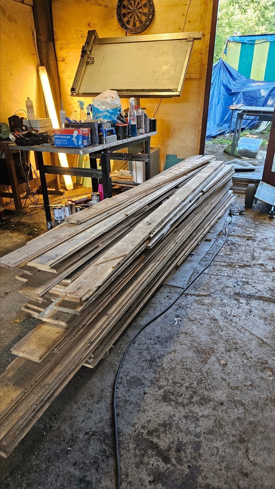 Grenen vloer delen 21mm dik ca. 30m², Ophalen