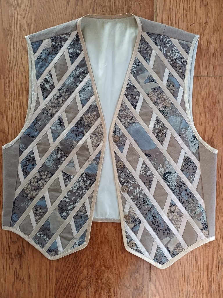 giletje, vintage, patchwork, natuurtinten, Kleding | Dames, Beige, Zonder mouw, Gedragen, Ophalen