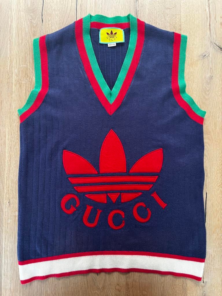 Gucci x Adidas Vest L - Exclusief en Stijlvol, Kleding | Dames, Ophalen of Verzenden, Zo goed als nieuw, Maat 38/40 (M), Blauw