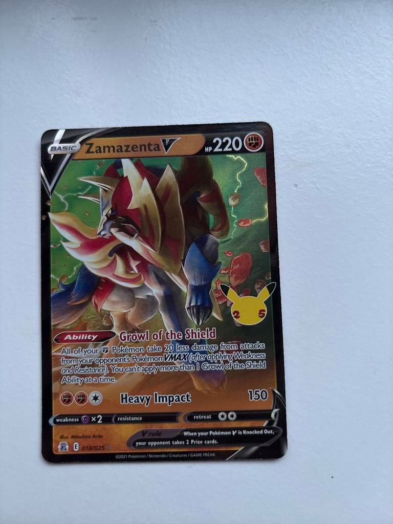 Zamazenta V Pokémon kaart Celebrations 018/025, Hobby en Vrije tijd, Verzamelkaartspellen | Pokémon, Ophalen of Verzenden, Zo goed als nieuw