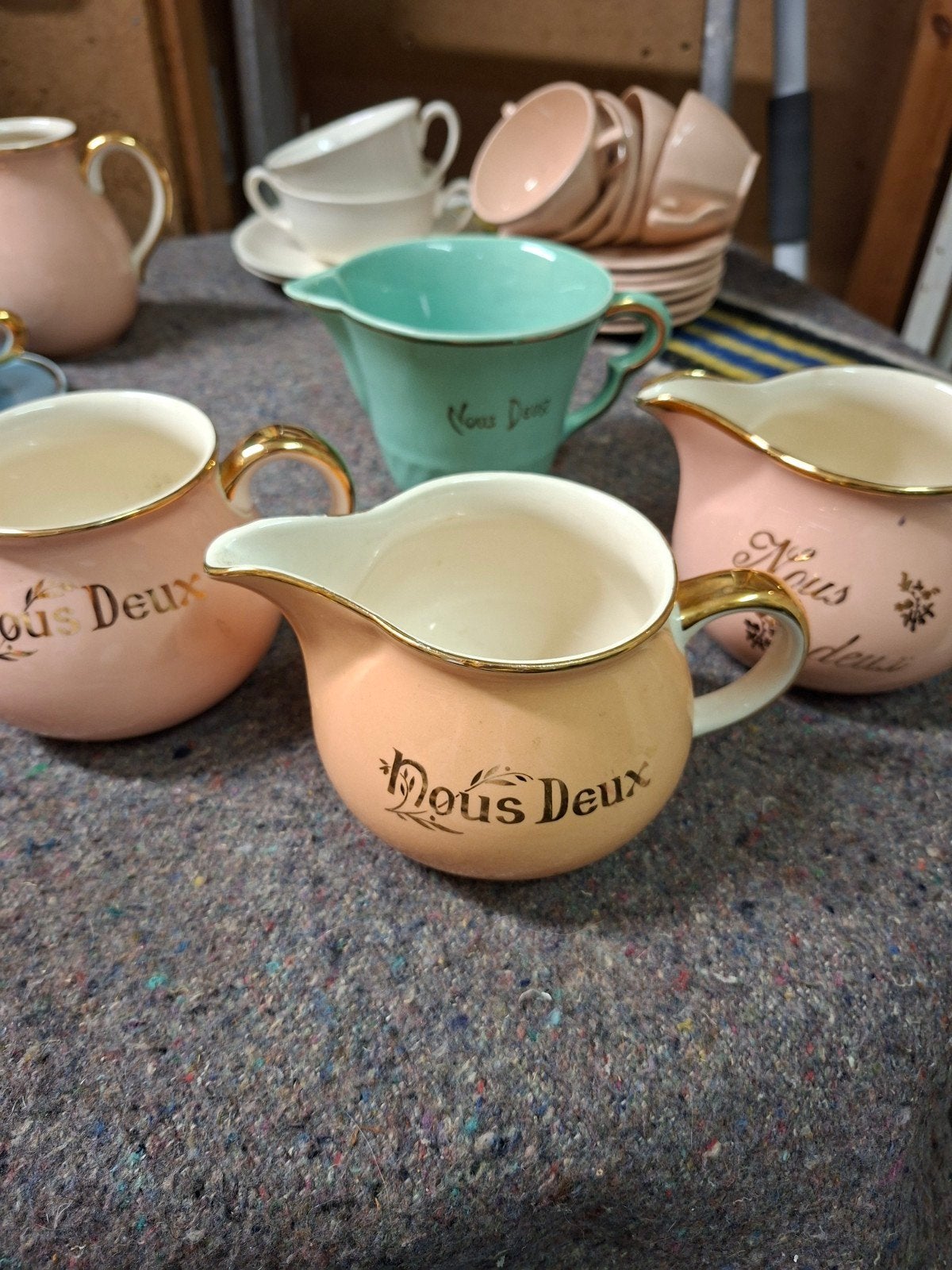 Vintage "Nous Deux" Melkkannetjes - Roze & Mintgroen, Ophalen of Verzenden