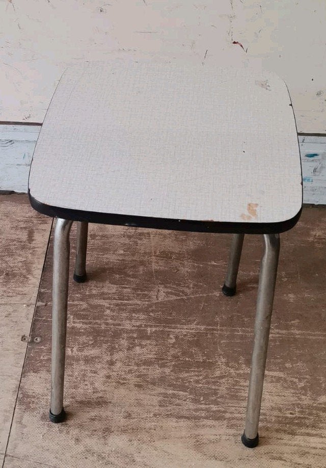 vintage Formica krukje of bijzettafeltje, Ophalen, Gebruikt, IJzer