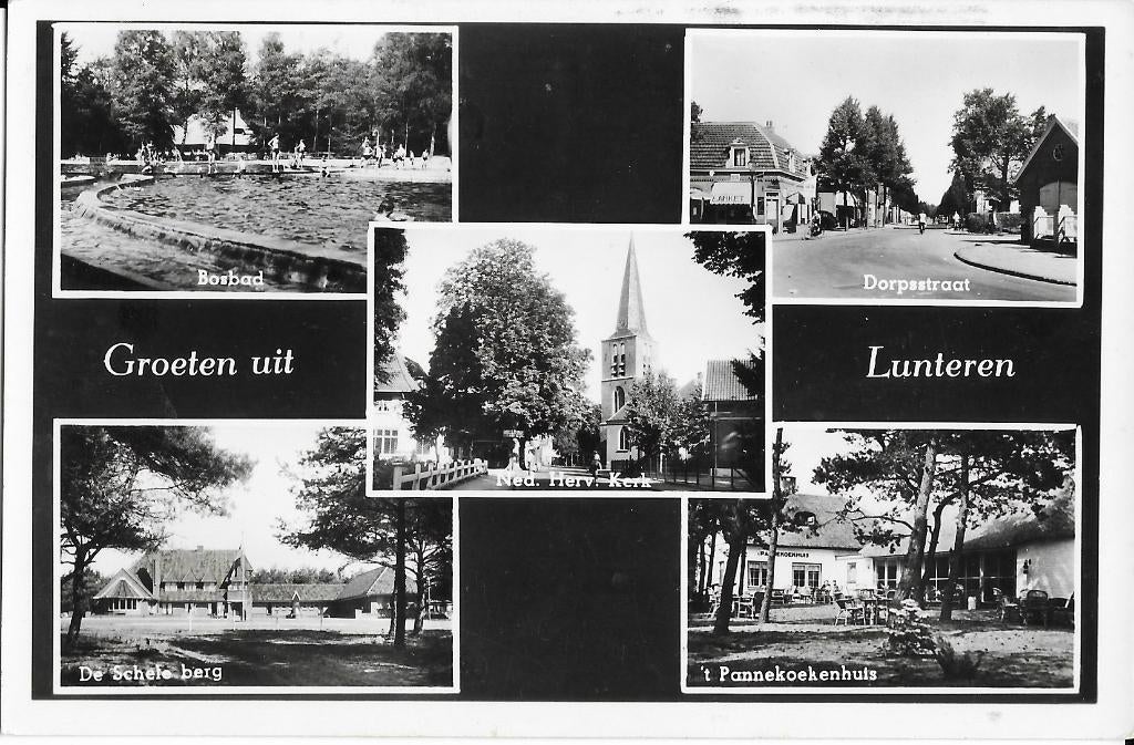 Lunteren, De Schele berg, 't Pannekoekenhuis, Dorpsstraat, Verzenden, 1940 tot 1960, Ongelopen, Gelderland