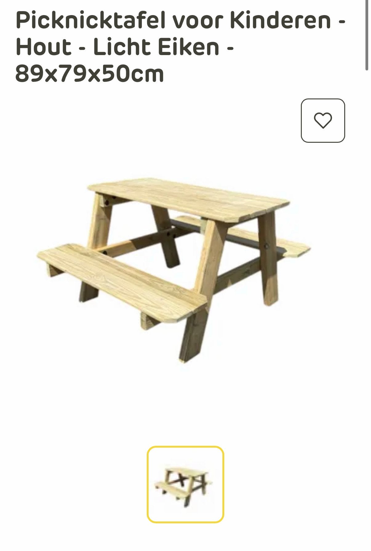 Houten Picknicktafel voor Kinderen - Licht Eiken, Ophalen, Nieuw