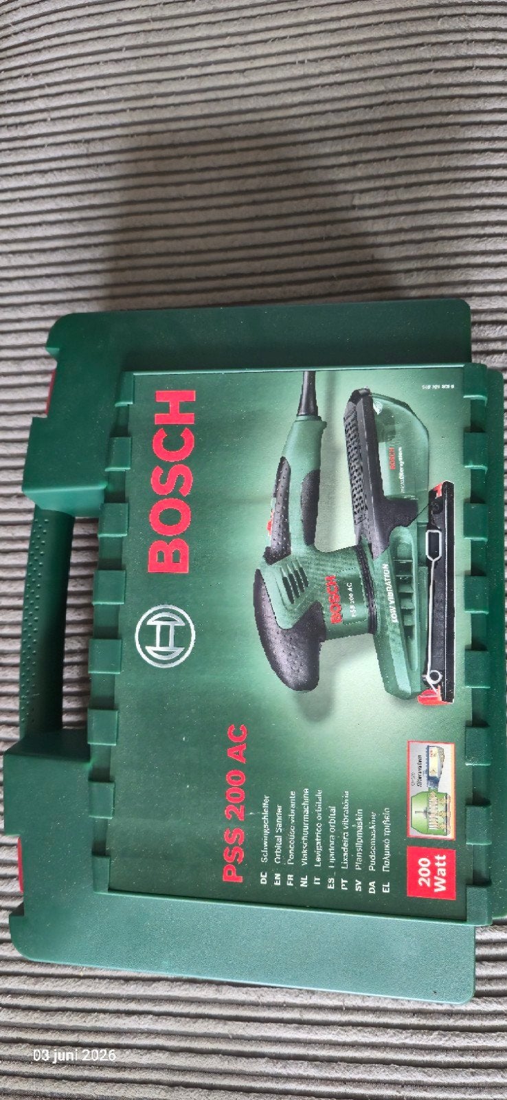Bosch PSS 200 AC Vlakschuurmachine, Ophalen of Verzenden, Gebruikt, Minder dan 600 watt, Vlakschuurmachine