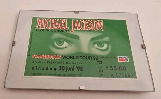 michael jackson concert ticket veld Dangerous Tour Rotterdam, Verzenden, Foto of Kaart