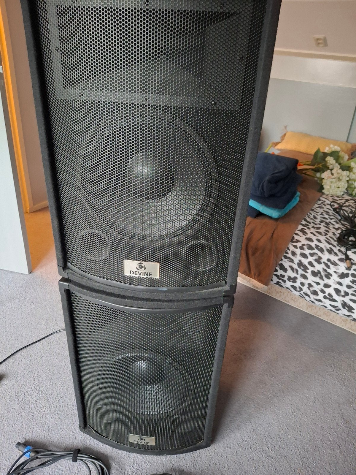 2x devine boxen passief 18 inch, Inclusief kabels, Ophalen, Gebruikt, 120 tot 150 watt