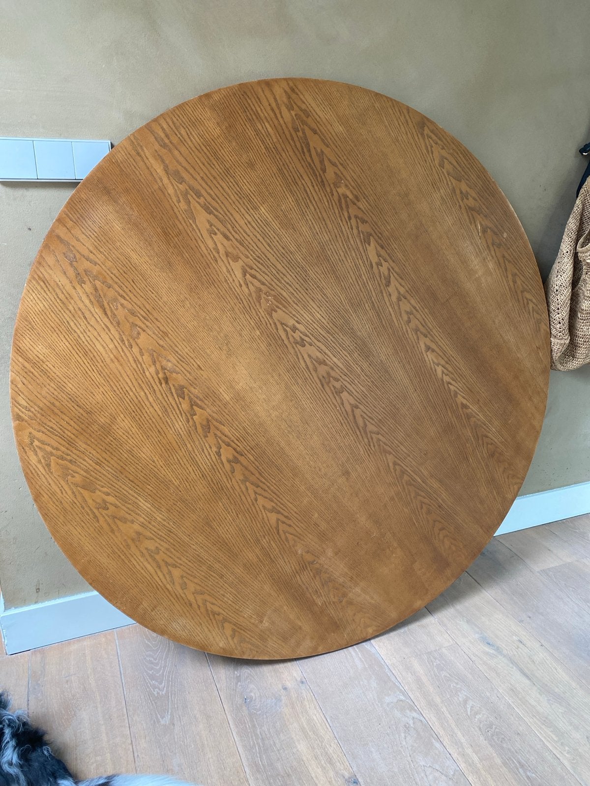 Rond tafelblad hout, 135 cm diameter, Huis en Inrichting, Tafelonderdelen, Ophalen, Gebruikt, 100 tot 150 cm, Tafelblad