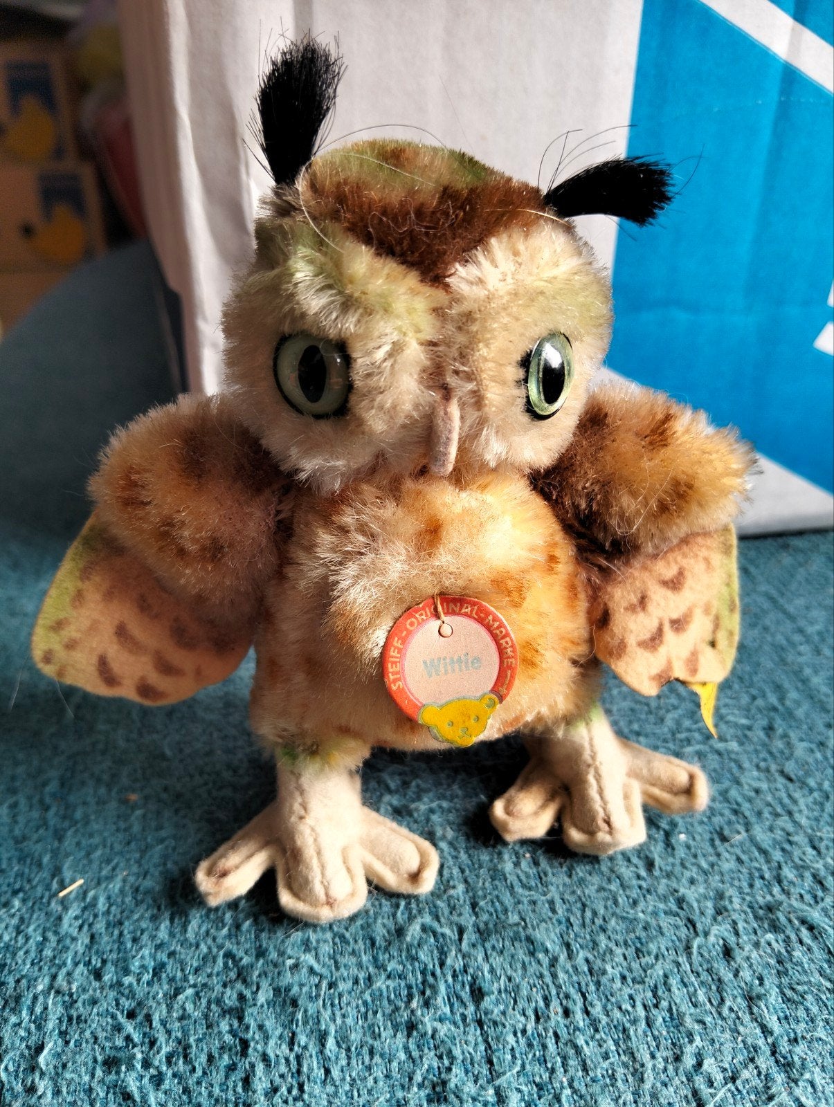 Prachtige Vintage Steiff Uil 'Wittie' 10cm (1959-1967), Ophalen