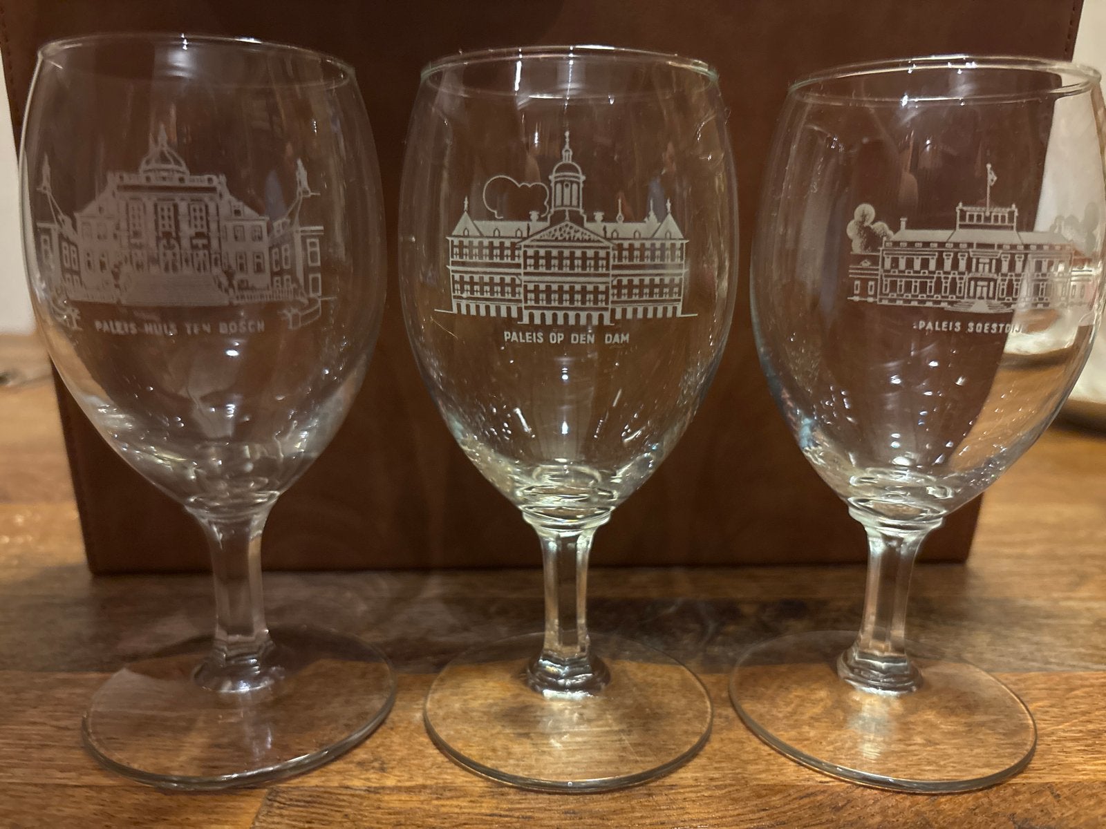 Set van 3 Paleis Glazen - Huis ten Bosch, Dam, Soestdijk, Ophalen of Verzenden