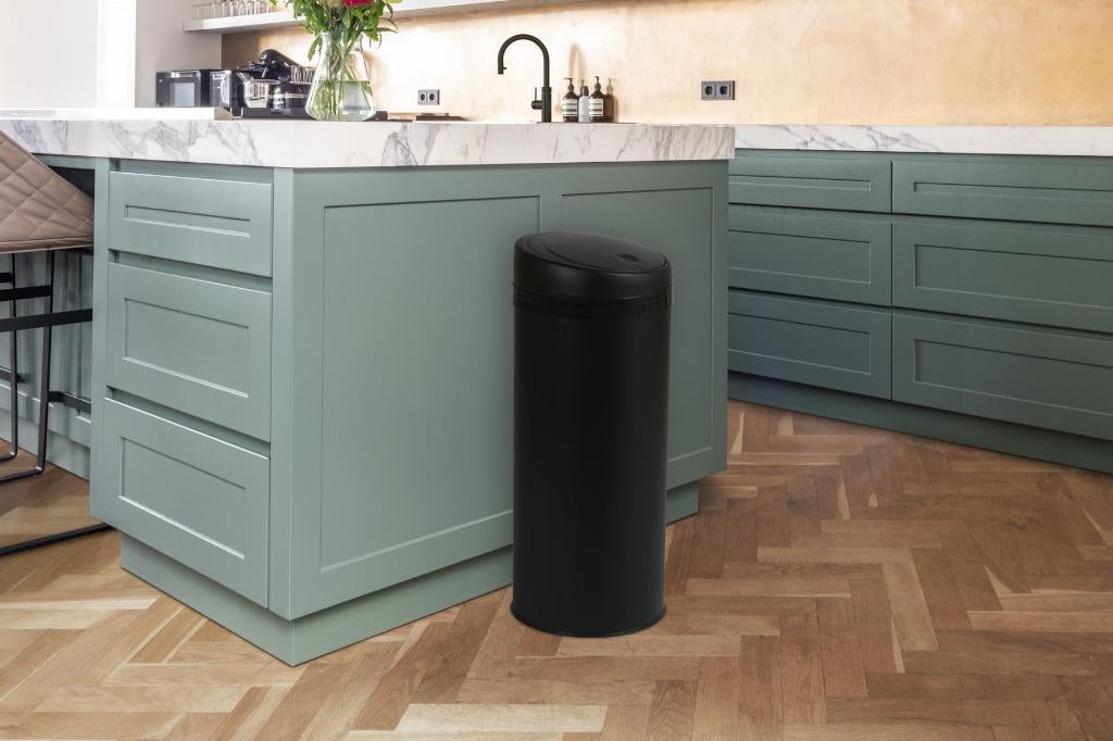 Umuzi Cleaning Prullenbak 50L rond - Mat Zwart, Online, Nieuw, 40 liter of meer, Ophalen of Verzenden