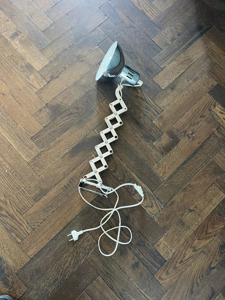 Vintage uitschuifbare wandlamp chroom, Ophalen of Verzenden, Gebruikt