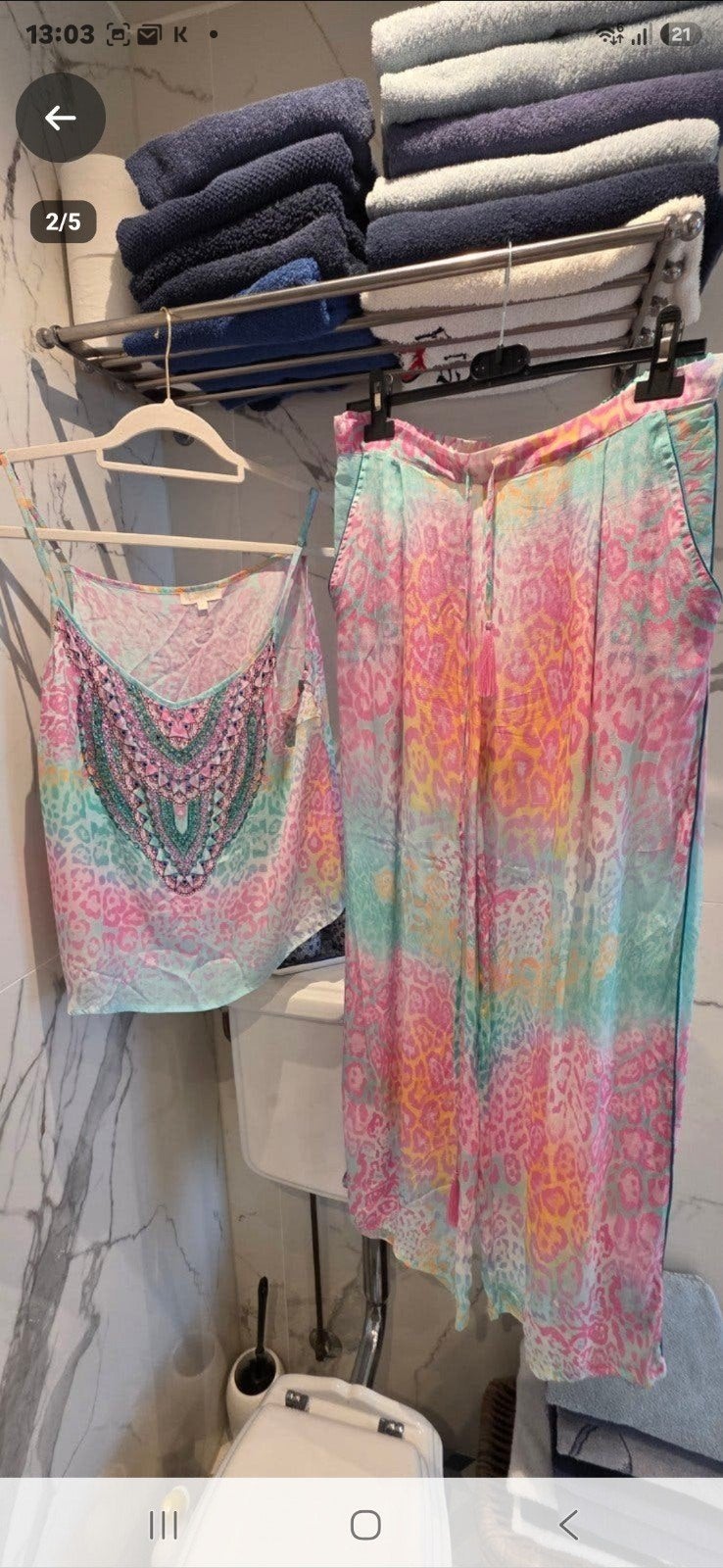 Valery Vain ibiza: top en broek met luipaardprint, Kleding | Dames, Valery Vain, Zo goed als nieuw, Maat 36 (S), Lang