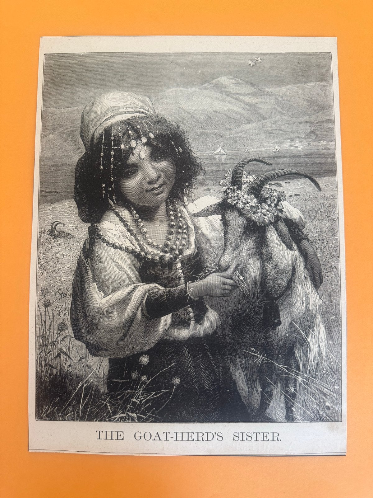 Antieke Gravure "The Goat-Herd's Sister" - Victoriaans, Antiek en Kunst, Dagelijks leven, 1800 - 1899, Ophalen of Verzenden, Gravure