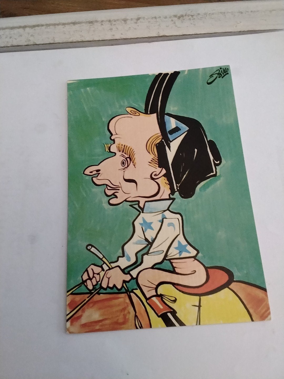 Vintage Flavien Jockey Karikatuur Ansichtkaart - Ongelopen, Ophalen of Verzenden