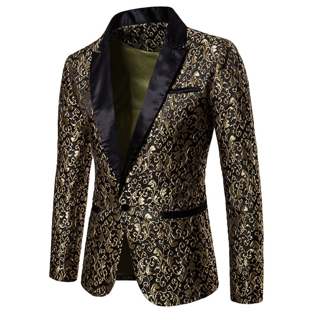 Heren zwart colbert met gouden bloemen klassiek luxe barok, Verzenden, Nieuw, Overige maten, Meerkleurig