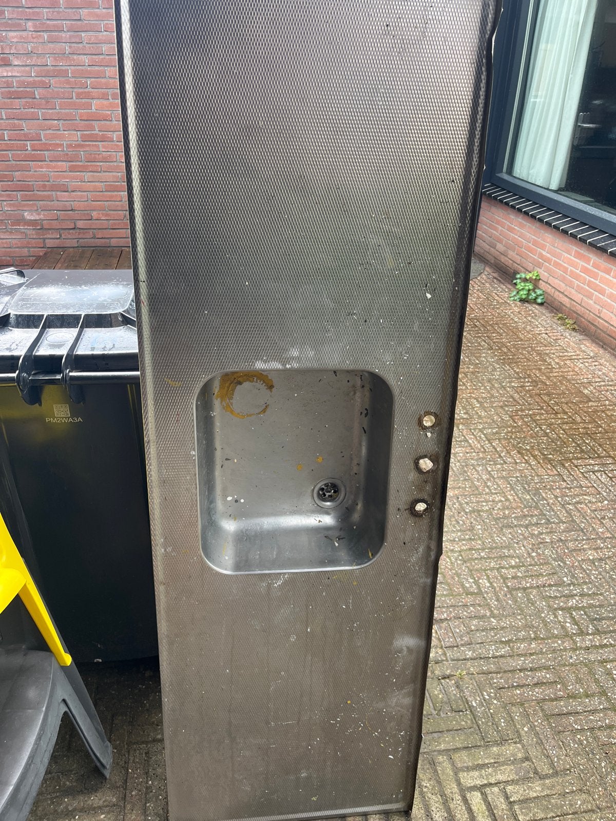 Gratis Gebruikt RVS keukenblad met spoelbak, Huis en Inrichting, Keuken | Complete keukens, Gebruikt, Enkelwandige keuken, Ophalen of Verzenden