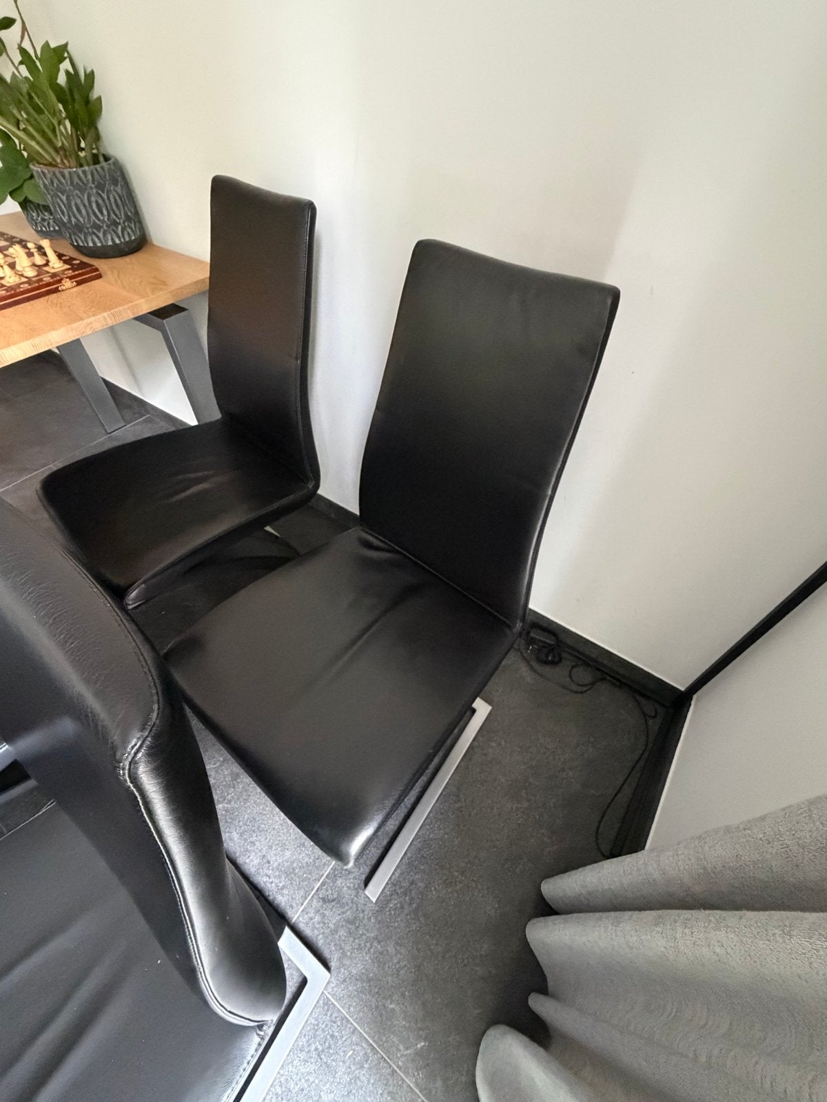 Set van 6 elegante Rolf Benz eetkamerstoelen zwart leer, Ophalen, Gebruikt, Zwart, Leer