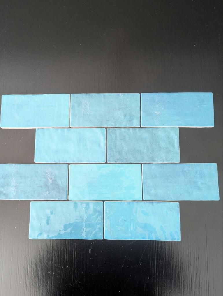 8.5m2 Blauwe tegeltjes 7.5x15, Minder dan 20 cm, Minder dan 5 m², Wandtegels, Keramiek