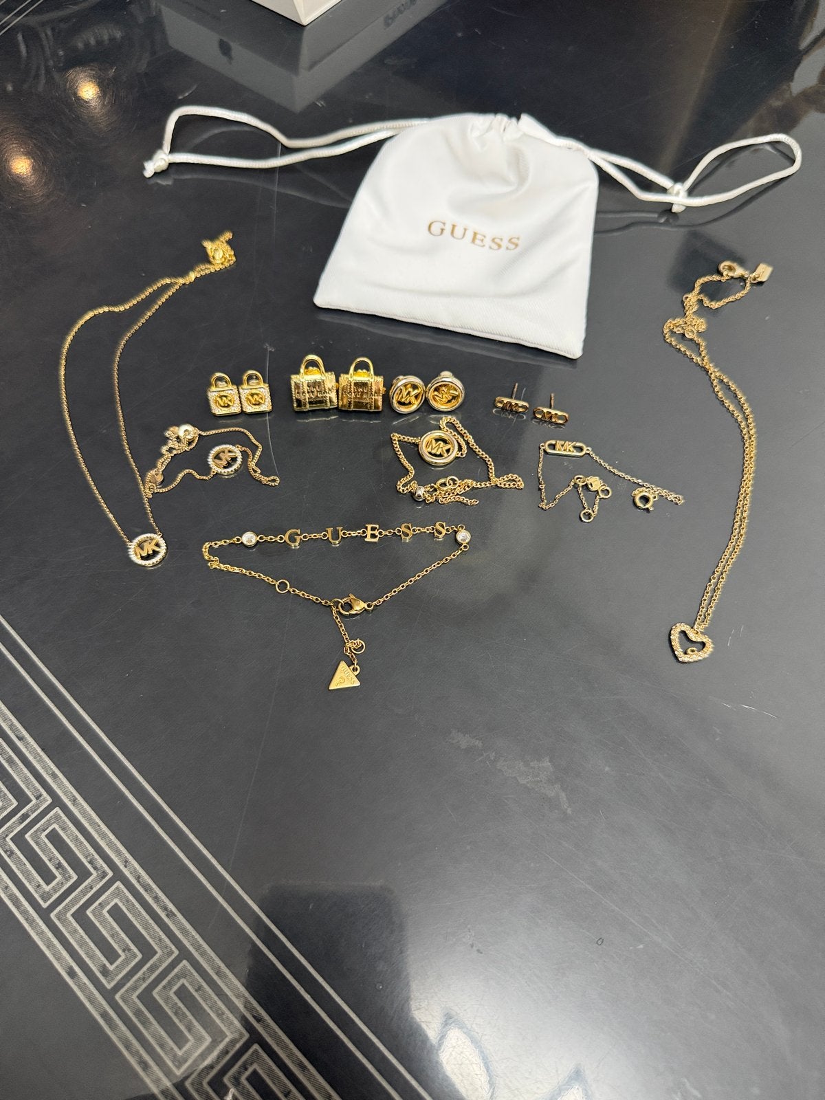 Gold plated Guess Michael Kors en Marc Jacobs Sieradenset, Sieraden, Tassen en Uiterlijk, Kettingen, Met kristal, Overige materialen